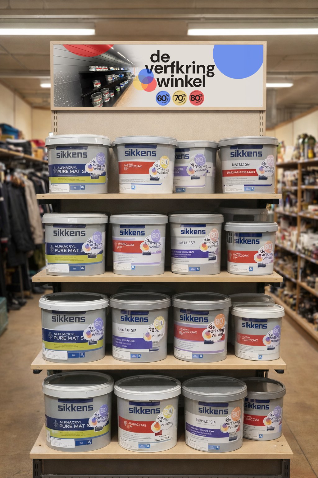 Het rek van De Verfkringwinkel in de winkel in Genk